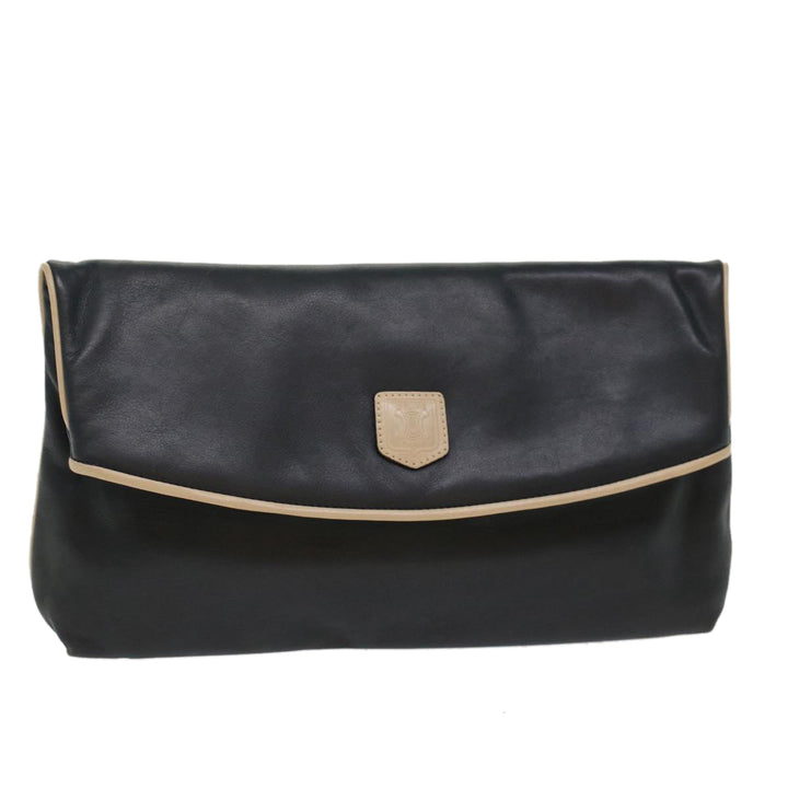 Celine Clutch Bag Leather Navy  6874