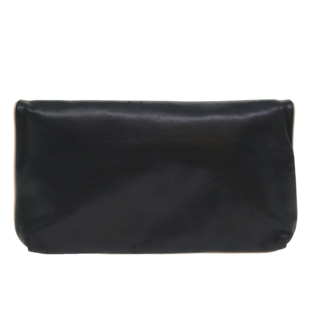 Celine Clutch Bag Leather Navy  6874