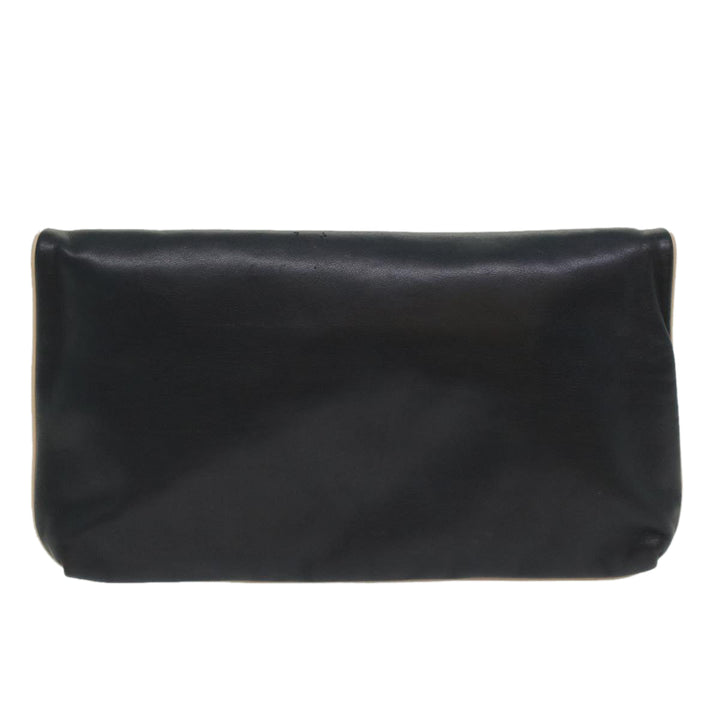 Celine Clutch Bag Leather Navy  6874