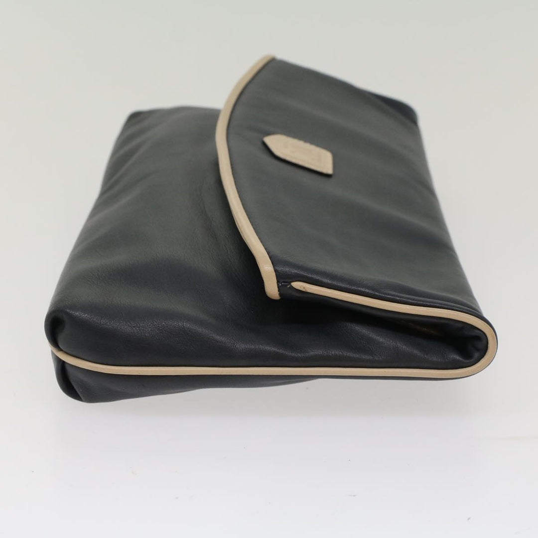 Celine Clutch Bag Leather Navy  6874