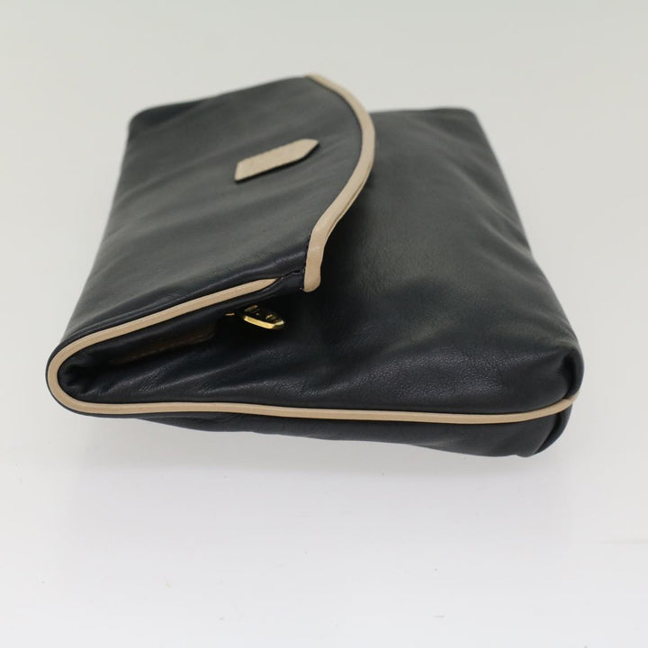 Celine Clutch Bag Leather Navy  6874