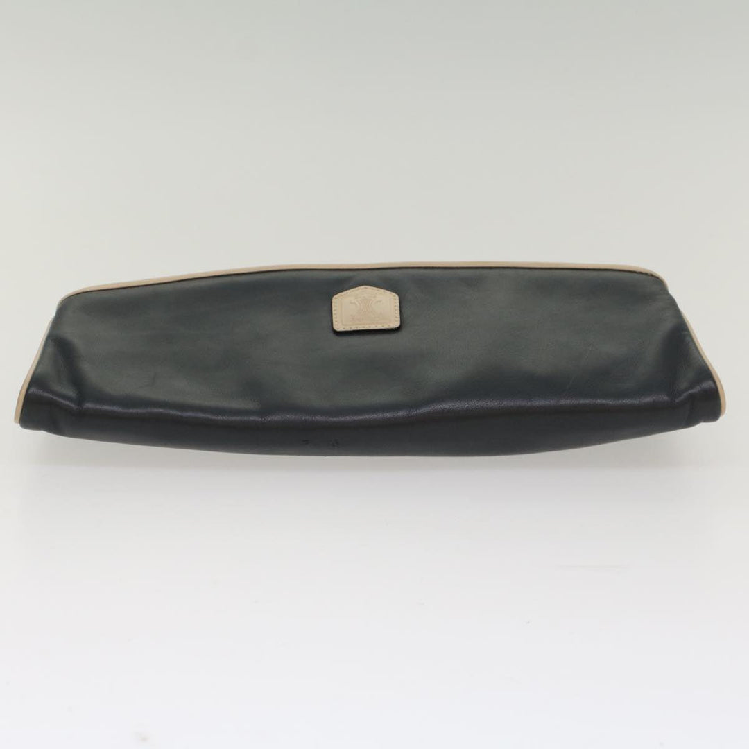 Celine Clutch Bag Leather Navy  6874