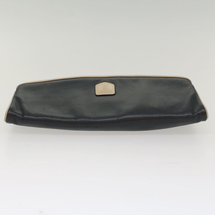 Celine Clutch Bag Leather Navy  6874