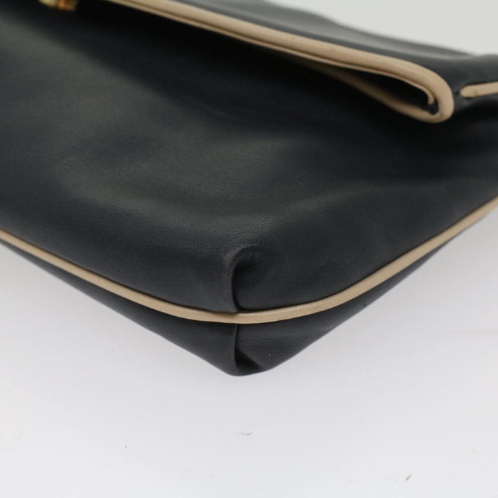 Celine Clutch Bag Leather Navy  6874