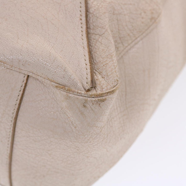 Celine Shoulder Bag Leather Beige  6966