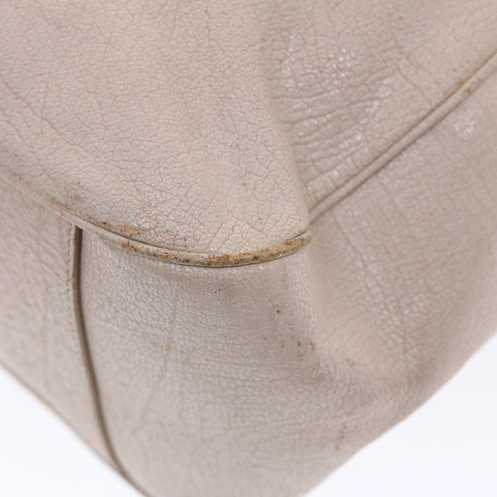 Celine Shoulder Bag Leather Beige  6966