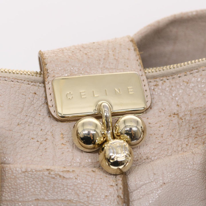 Celine Shoulder Bag Leather Beige  6966