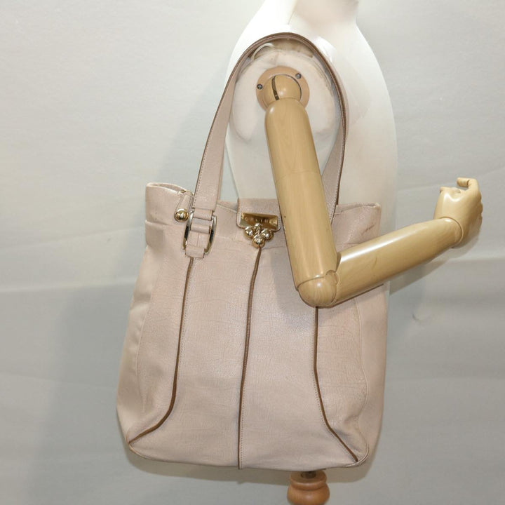 Celine Shoulder Bag Leather Beige  6966