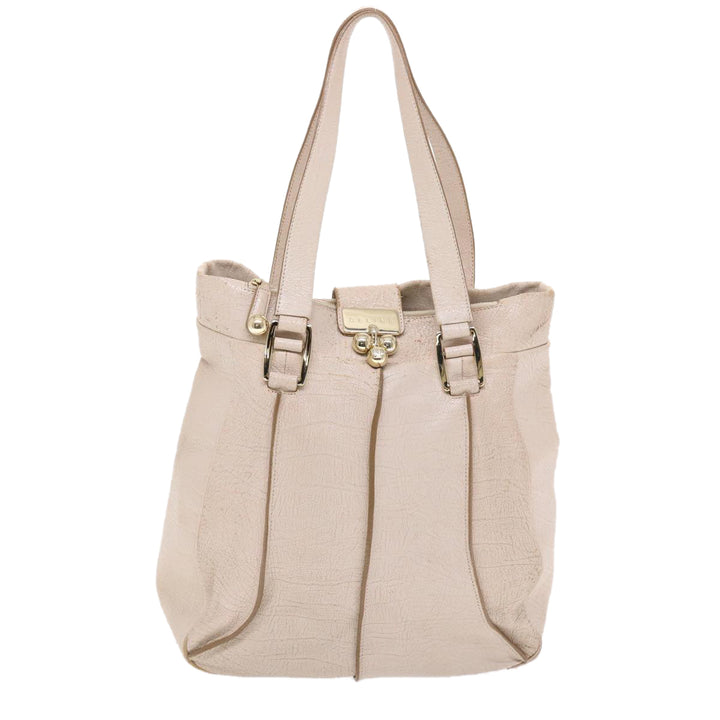 Celine Shoulder Bag Leather Beige  6966