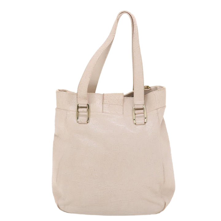 Celine Shoulder Bag Leather Beige  6966