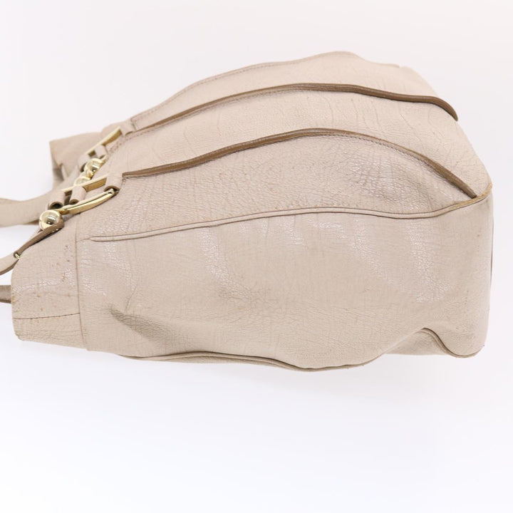 Celine Shoulder Bag Leather Beige  6966
