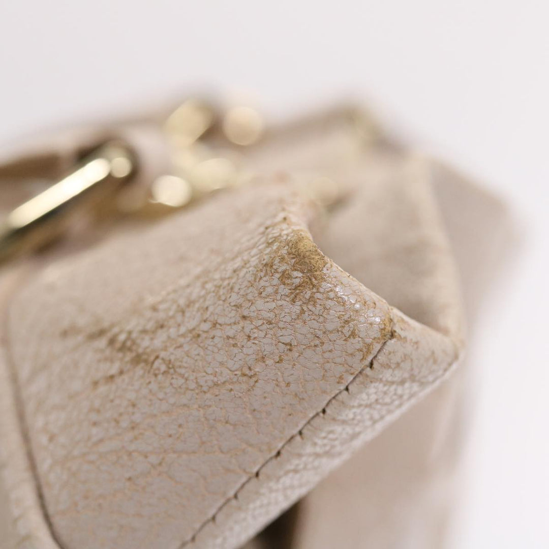 Celine Shoulder Bag Leather Beige  6966