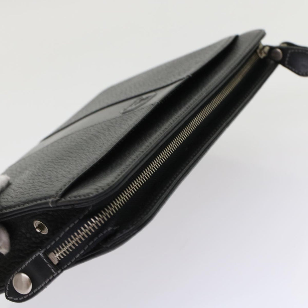 BURBERRYSs Clutch Bag Leather Black Auth bs7004