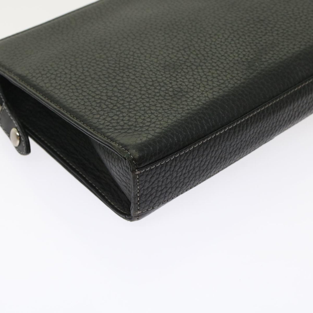 BURBERRYSs Clutch Bag Leather Black Auth bs7004