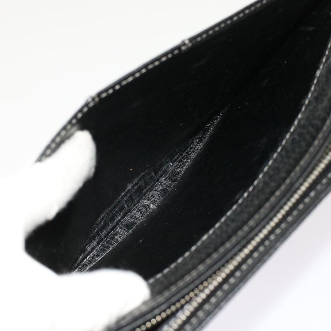 BURBERRYSs Clutch Bag Leather Black Auth bs7004