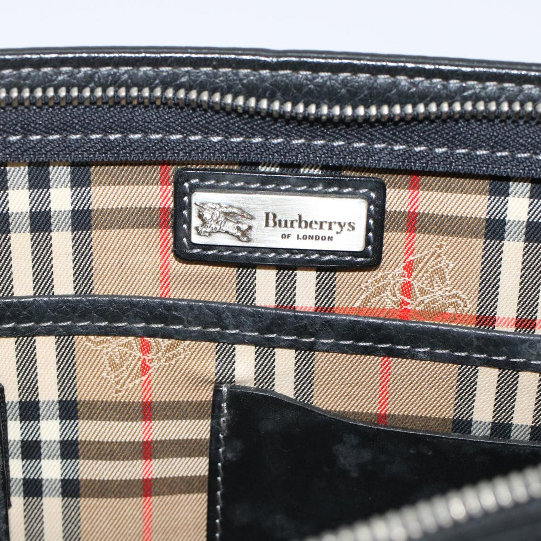 BURBERRYSs Clutch Bag Leather Black Auth bs7004