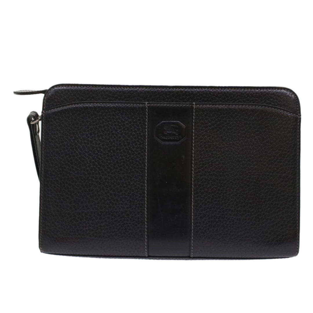 BURBERRYSs Clutch Bag Leather Black Auth bs7004