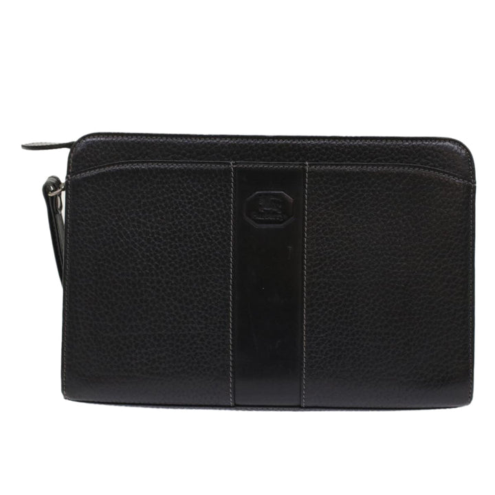 BURBERRYSs Clutch Bag Leather Black Auth bs7004