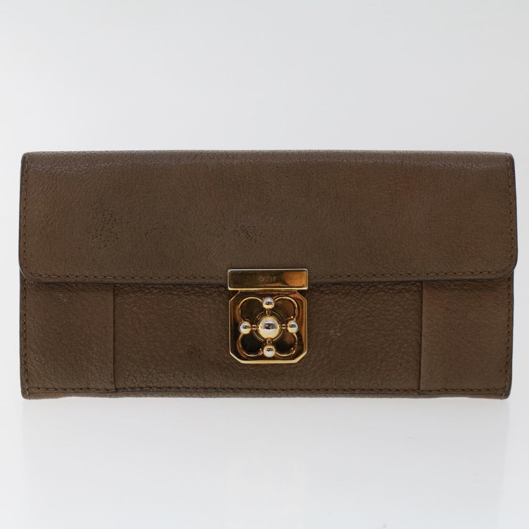 Chloe Wallet Leather 4Set Beige Brown bs7056