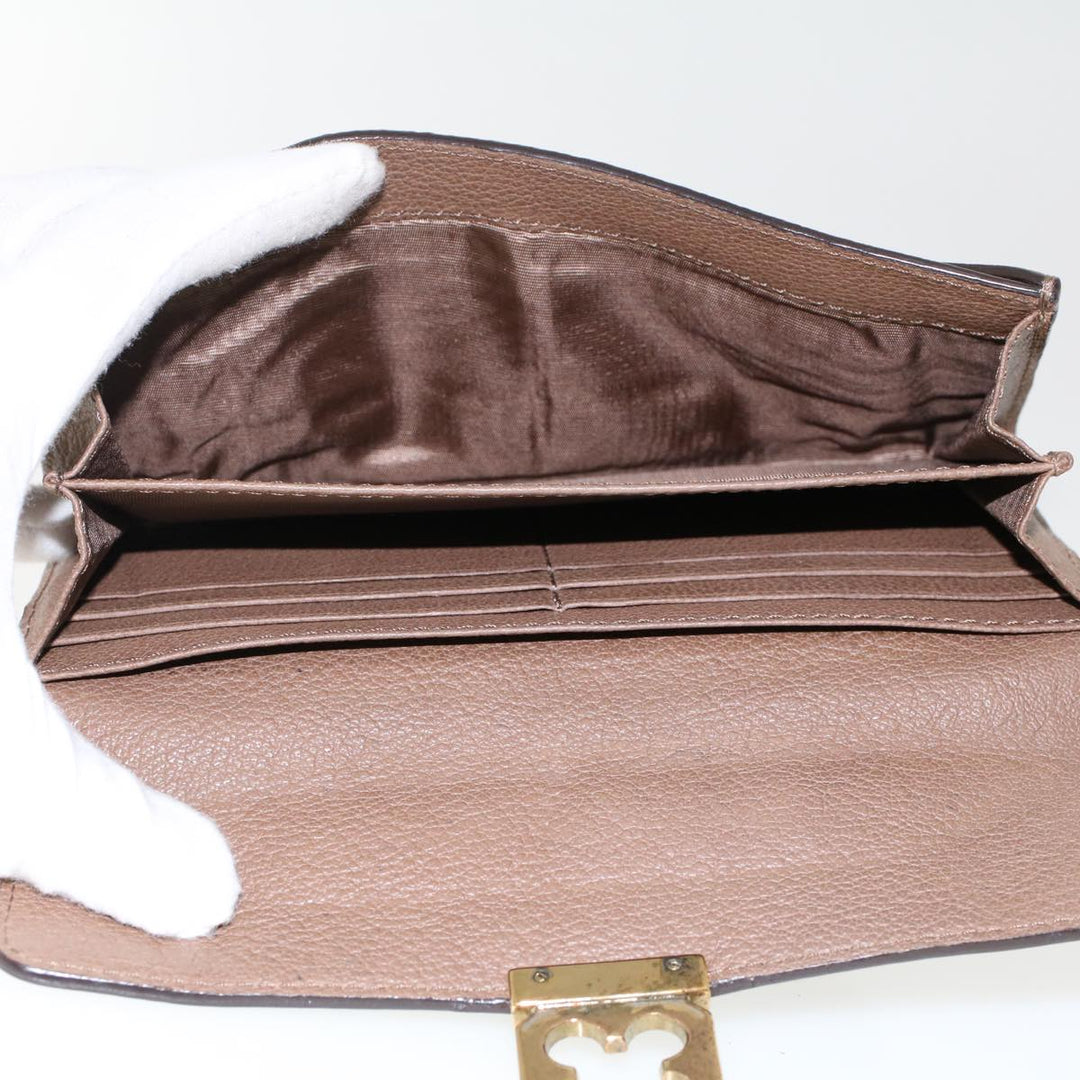 Chloe Wallet Leather 4Set Beige Brown bs7056
