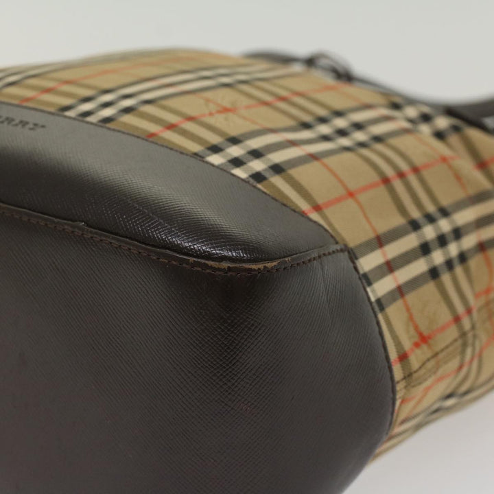 Burberry Nova Check Hand Bag Nylon Beige Auth bs7211