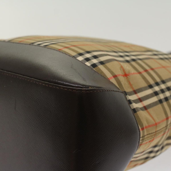 Burberry Nova Check Hand Bag Nylon Beige Auth bs7211