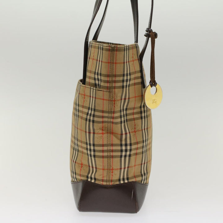 Burberry Nova Check Hand Bag Nylon Beige Auth bs7211