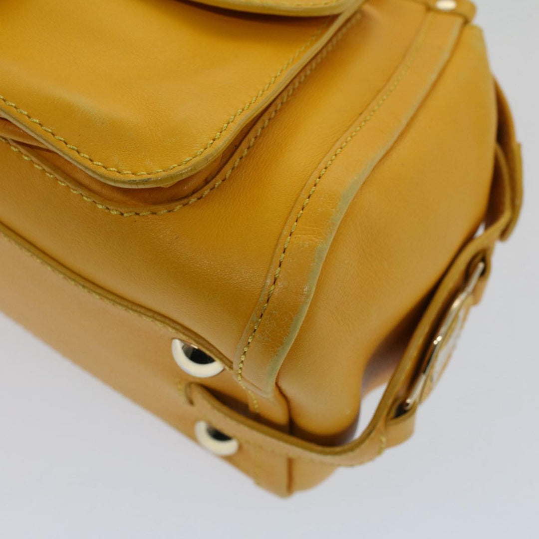 Celine Hand Bag Leather Yellow  7391