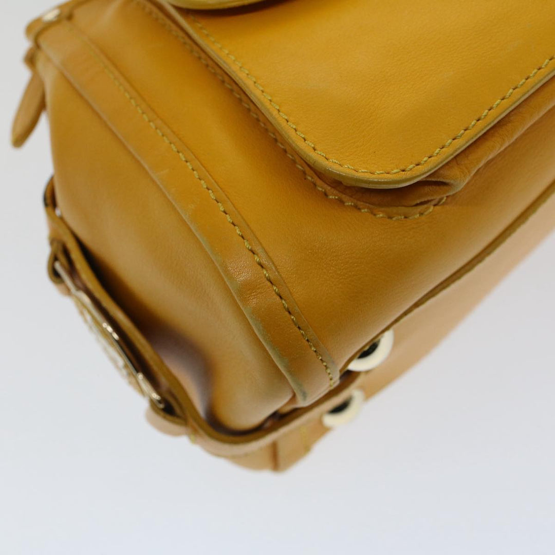 Celine Hand Bag Leather Yellow  7391
