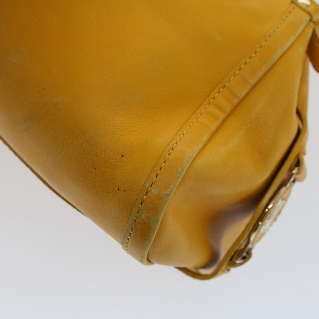 Celine Hand Bag Leather Yellow  7391