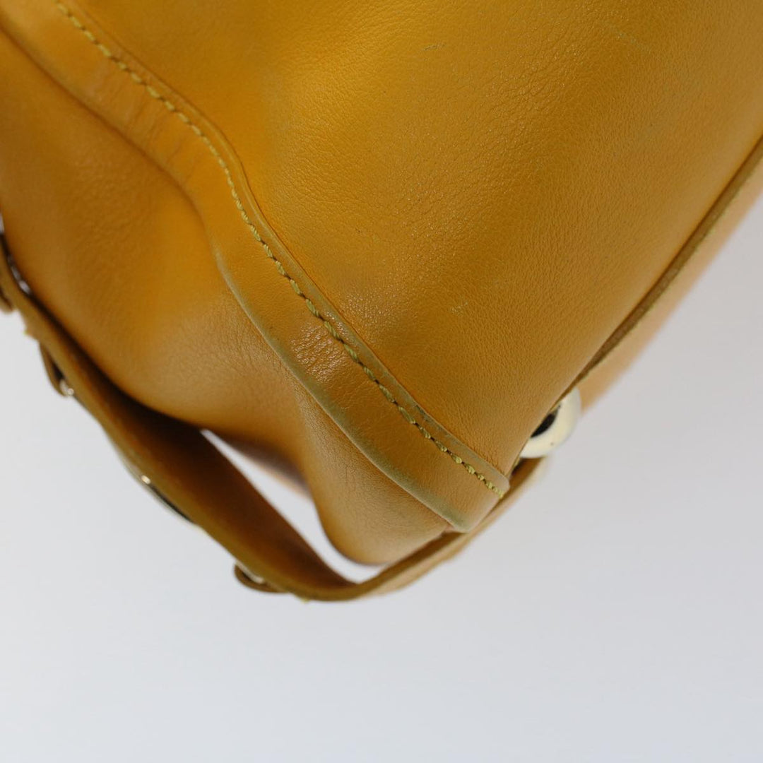 Celine Hand Bag Leather Yellow  7391