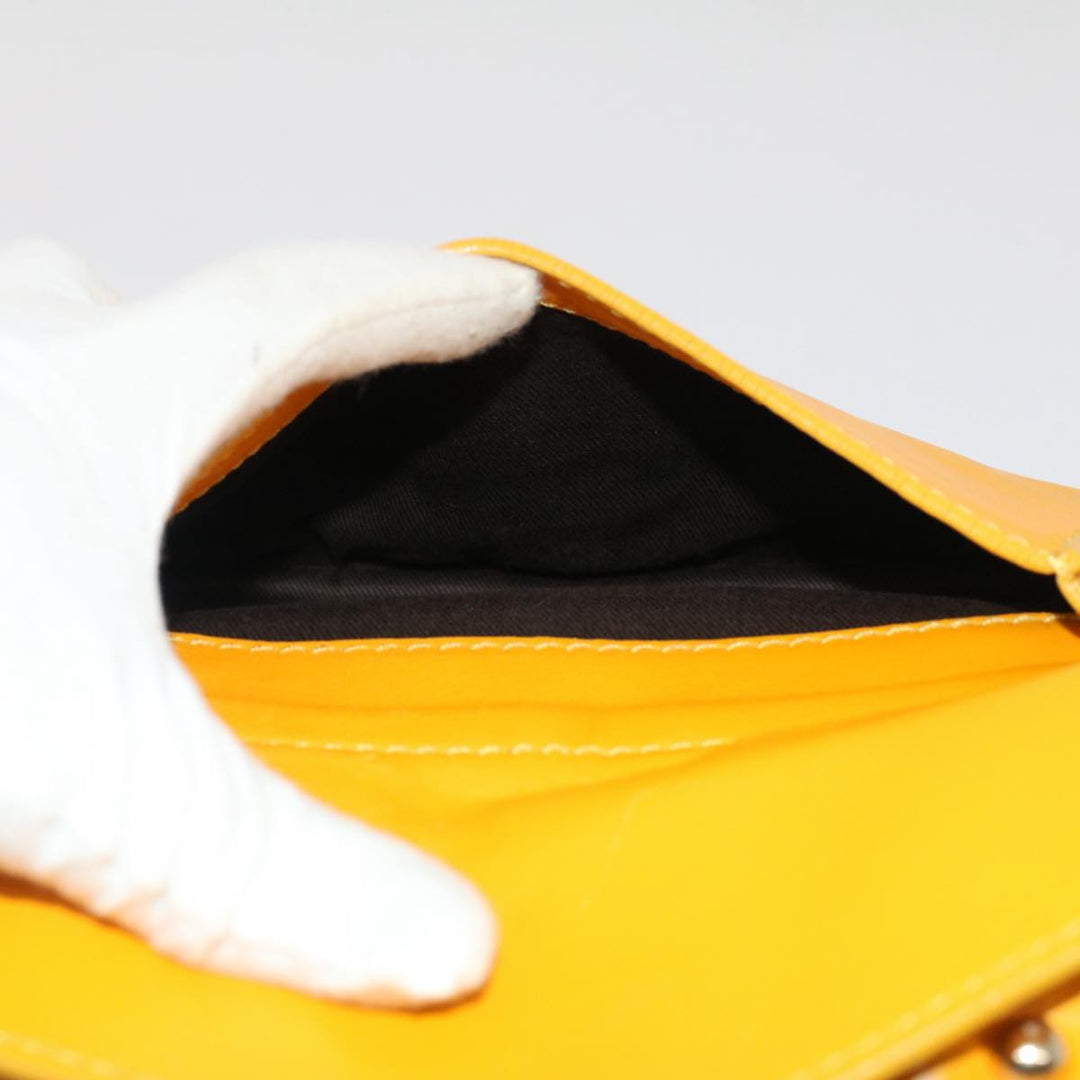 Celine Hand Bag Leather Yellow  7391