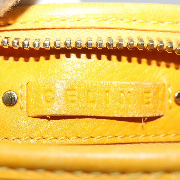Celine Hand Bag Leather Yellow  7391