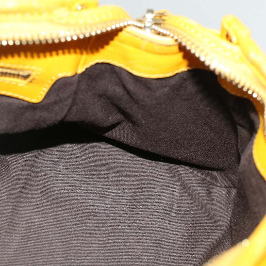 Celine Hand Bag Leather Yellow  7391