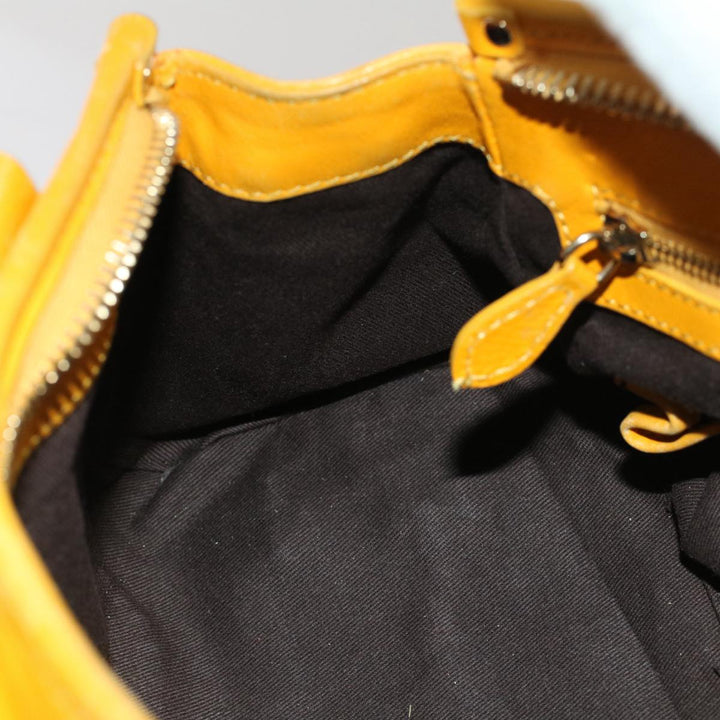 Celine Hand Bag Leather Yellow  7391