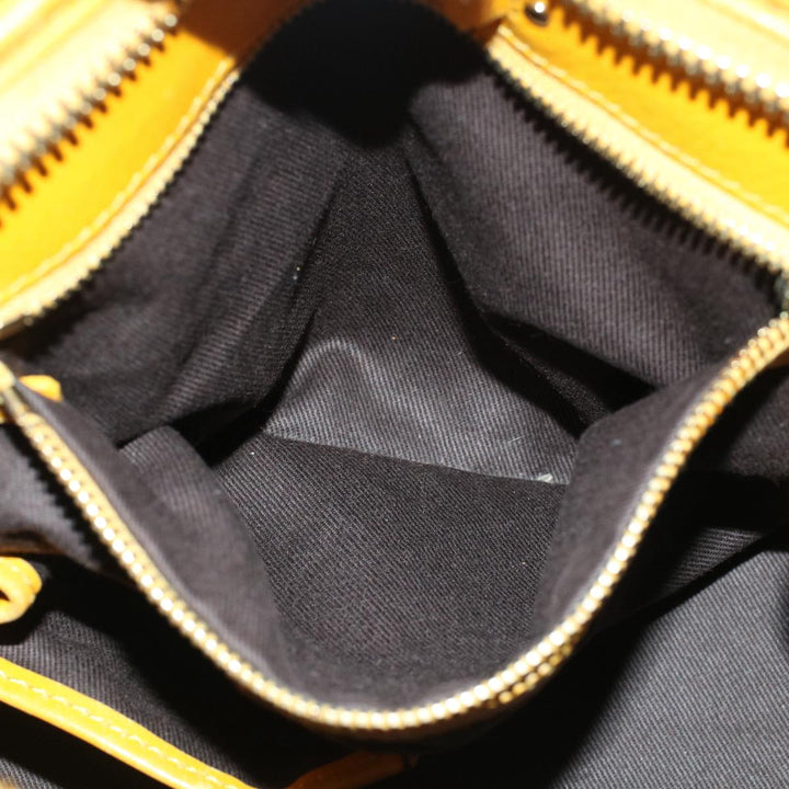 Celine Hand Bag Leather Yellow  7391
