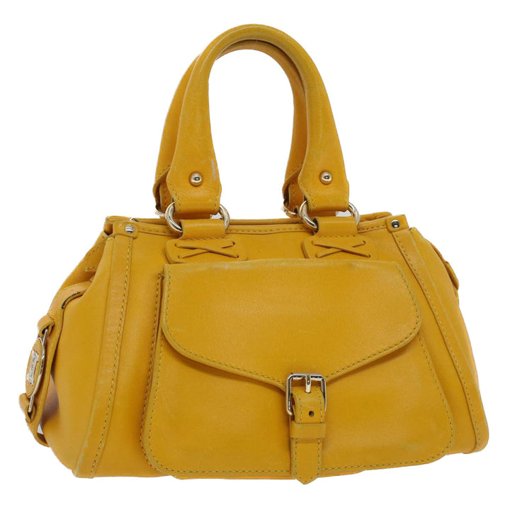 Celine Hand Bag Leather Yellow  7391