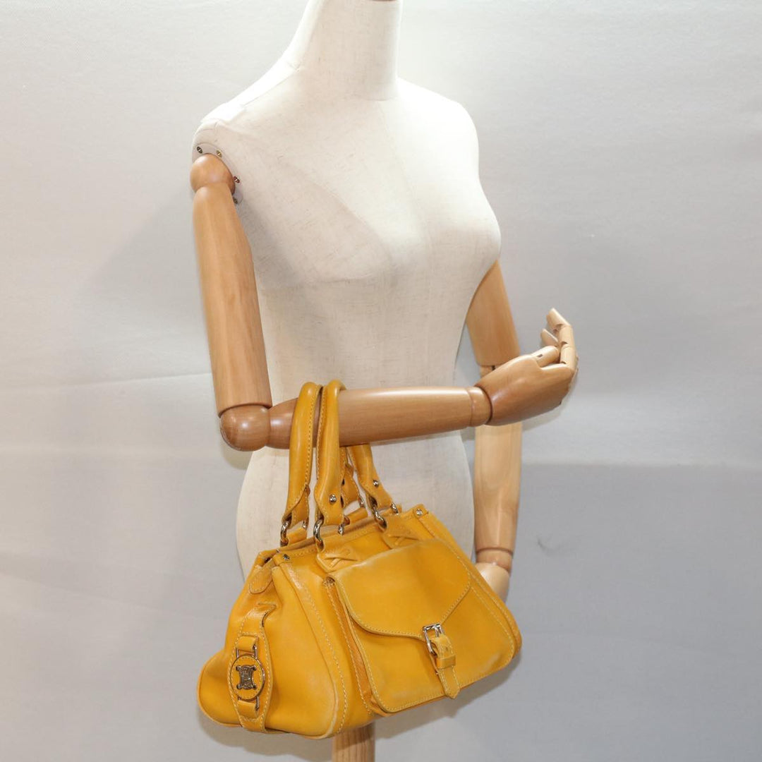 Celine Hand Bag Leather Yellow  7391