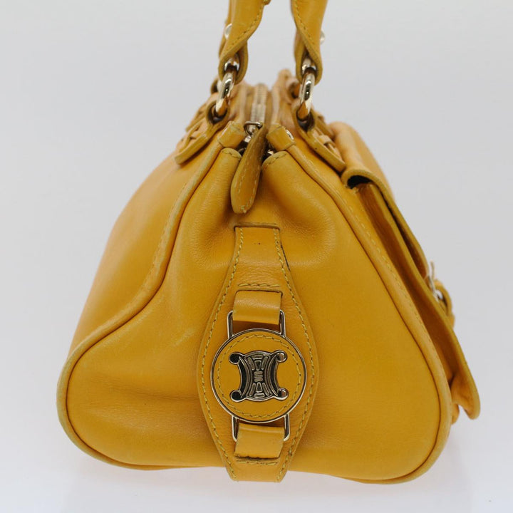 Celine Hand Bag Leather Yellow  7391