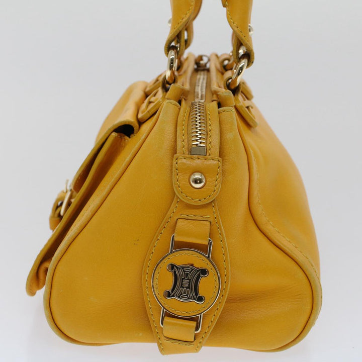 Celine Hand Bag Leather Yellow  7391