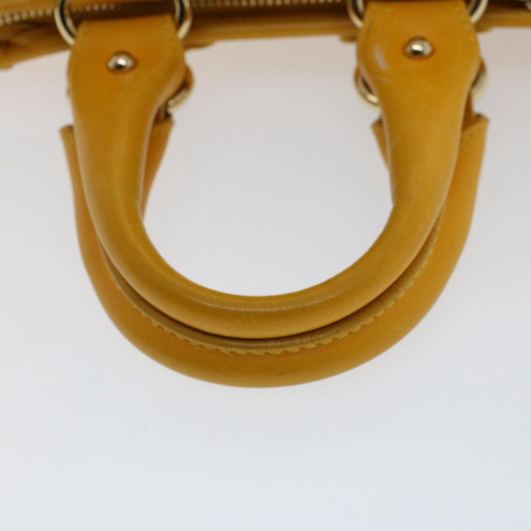 Celine Hand Bag Leather Yellow  7391