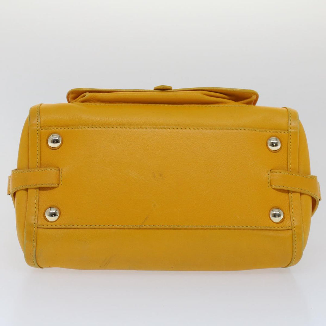 Celine Hand Bag Leather Yellow  7391