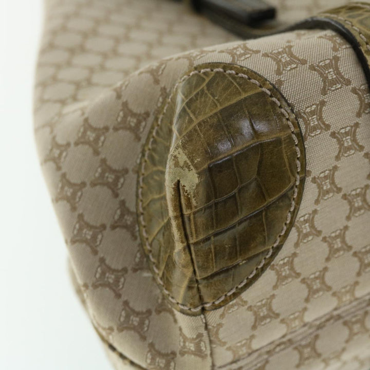 Celine Macadam Canvas Shoulder Bag Beige Auth bs7394