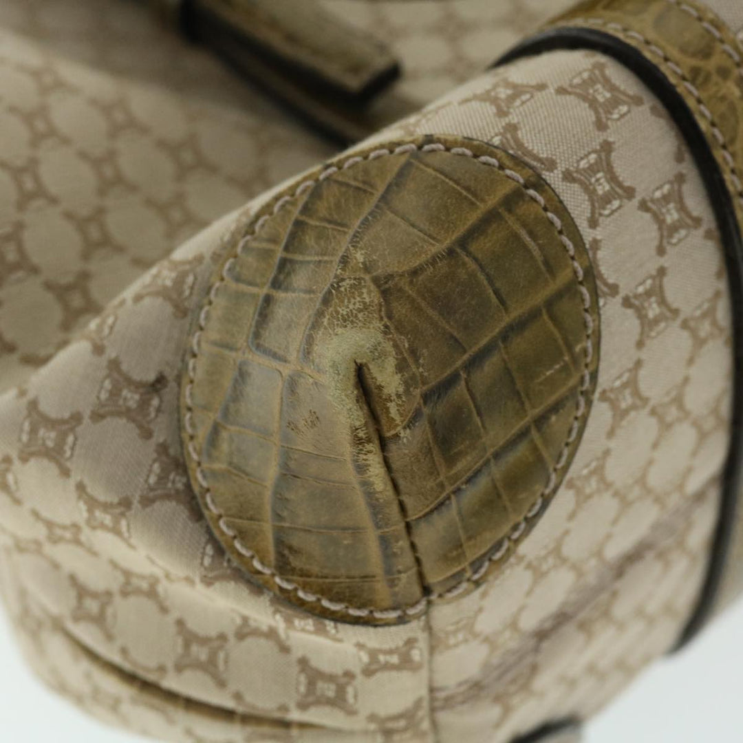 Celine Macadam Canvas Shoulder Bag Beige Auth bs7394