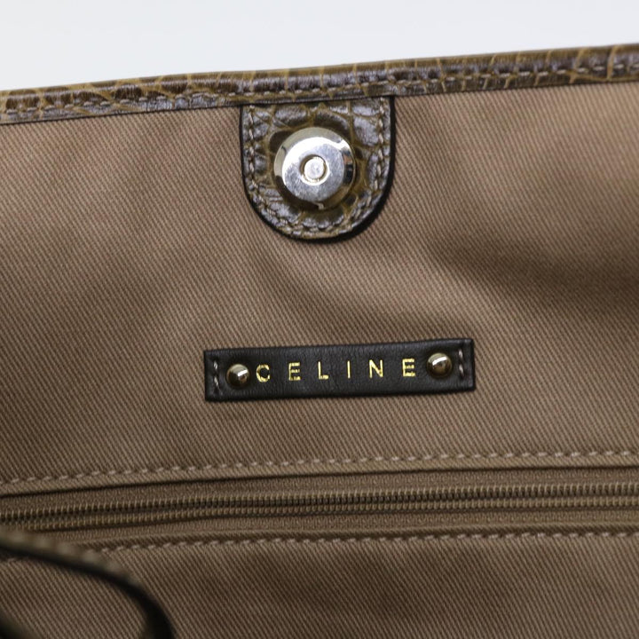 Celine Macadam Canvas Shoulder Bag Beige Auth bs7394