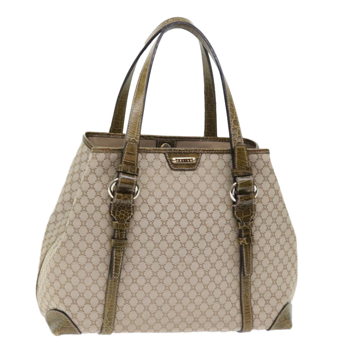 Celine Macadam Canvas Shoulder Bag Beige Auth bs7394