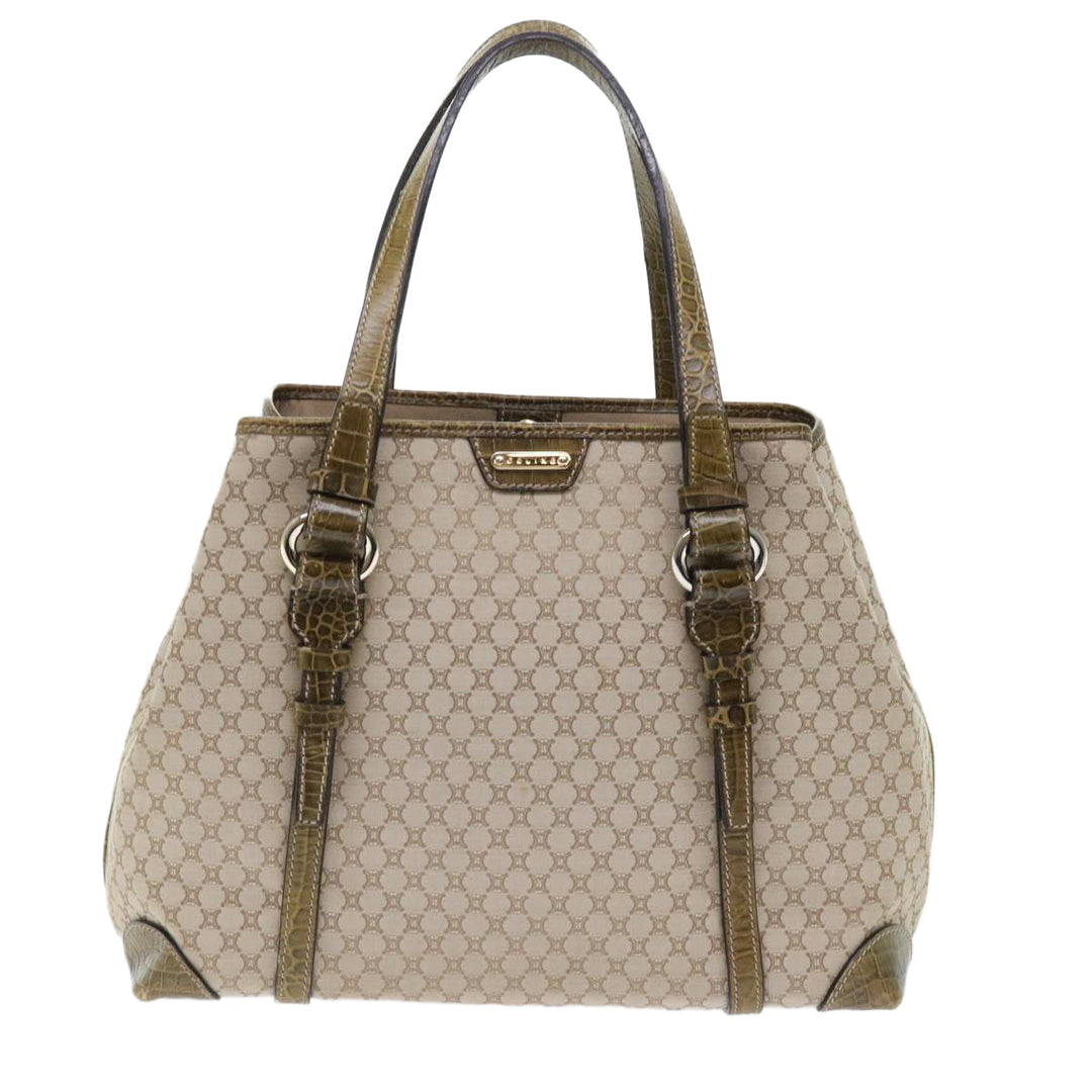 Celine Macadam Canvas Shoulder Bag Beige Auth bs7394