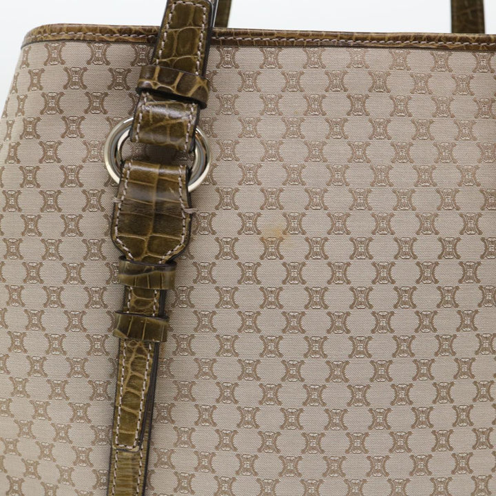 Celine Macadam Canvas Shoulder Bag Beige Auth bs7394