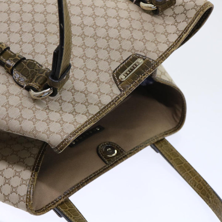 Celine Macadam Canvas Shoulder Bag Beige Auth bs7394