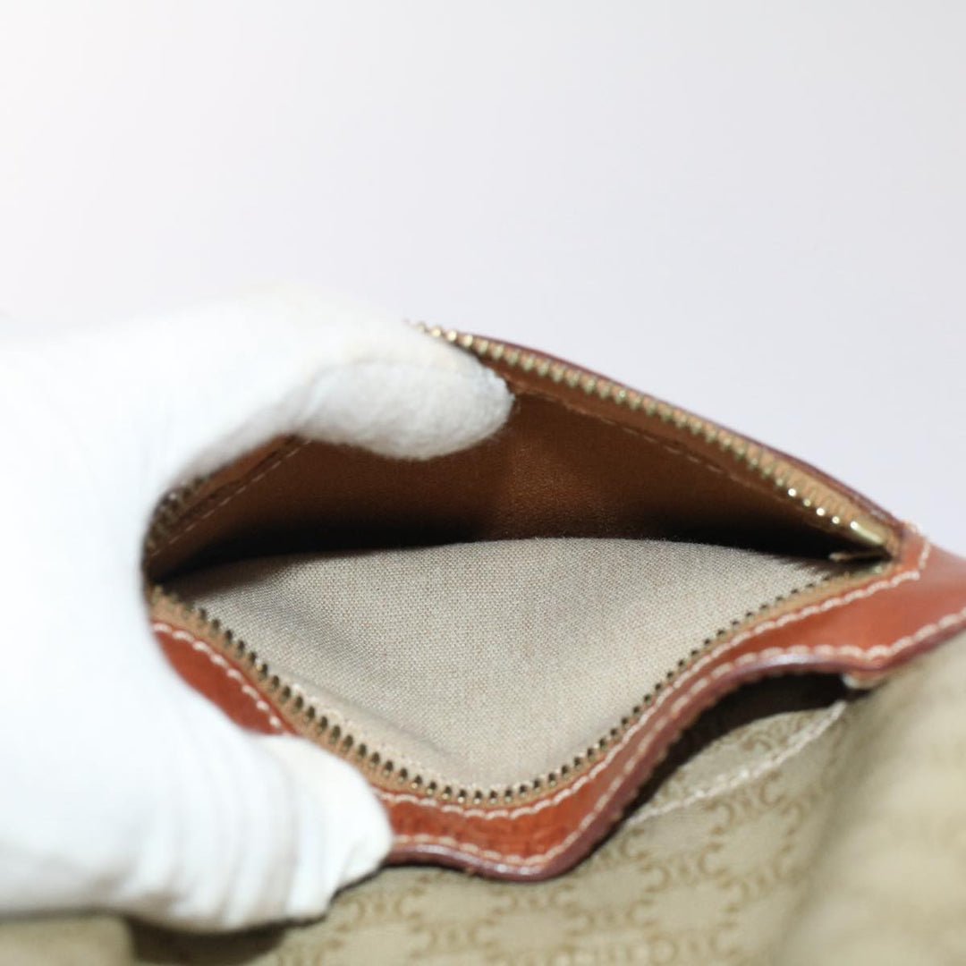 Celine Macadam Canvas Shoulder Bag PVC Leather Beige Brown  7489